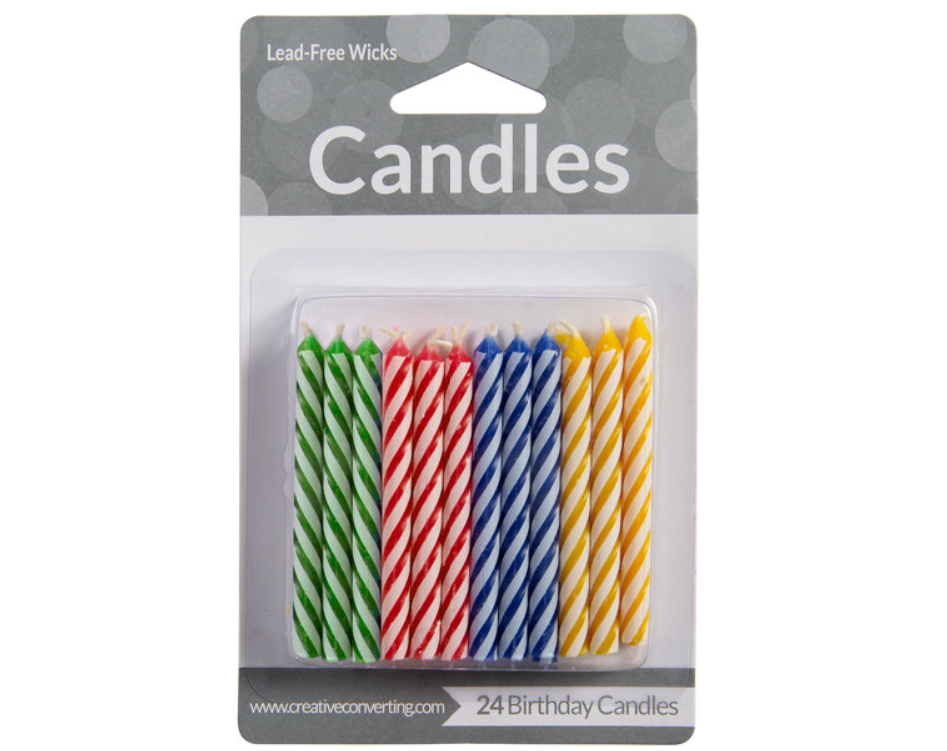 Colored Spiral Candles 24pk