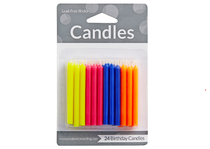 Fluorescent Color Candles 24pk
