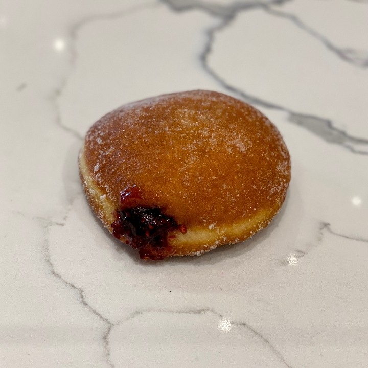 raspberry filled donut