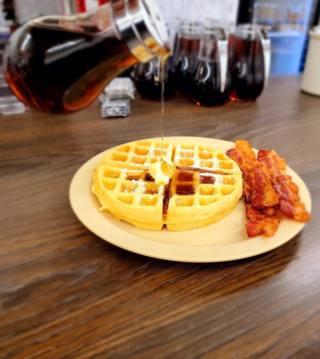 Waffle with Bacon, Sausage, Scrapple or Ham