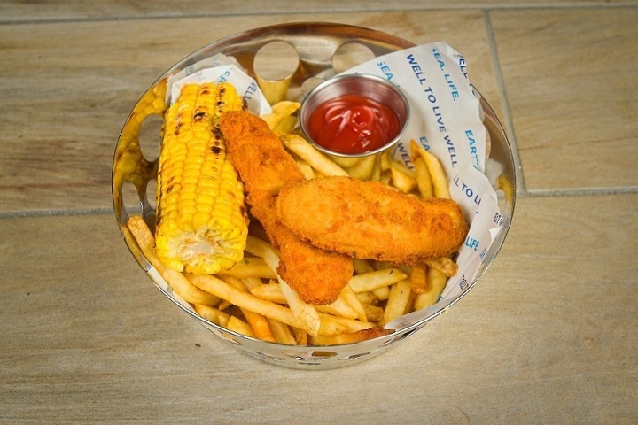 Chicken Fingers w/ Corn and Fries