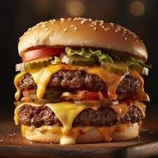 Double Cheeseburger Deluxe (lettuce, tomatoes & onions)