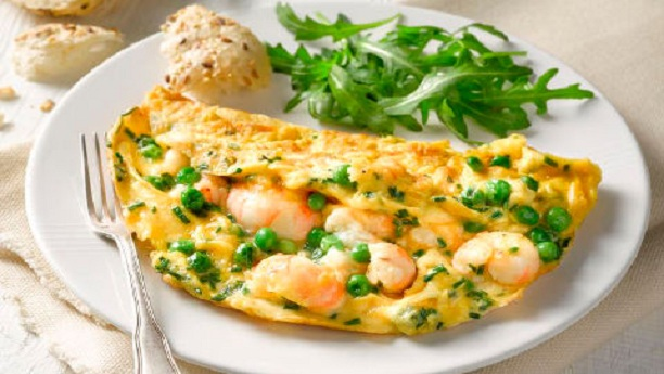 Seafood Omelet w/ shrimp, & cheddar cheese