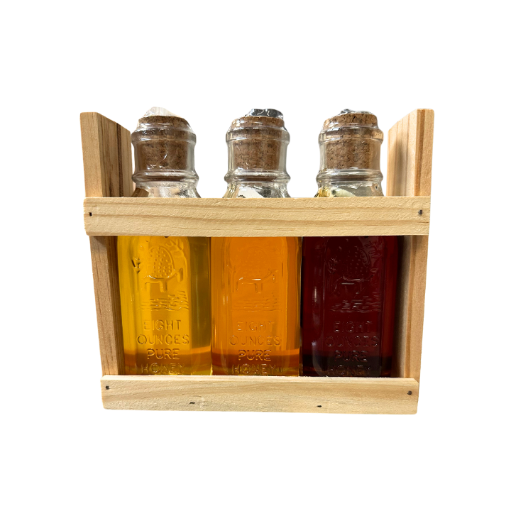 Local Honey Crate Set - 3 pack of 8 oz. bottles