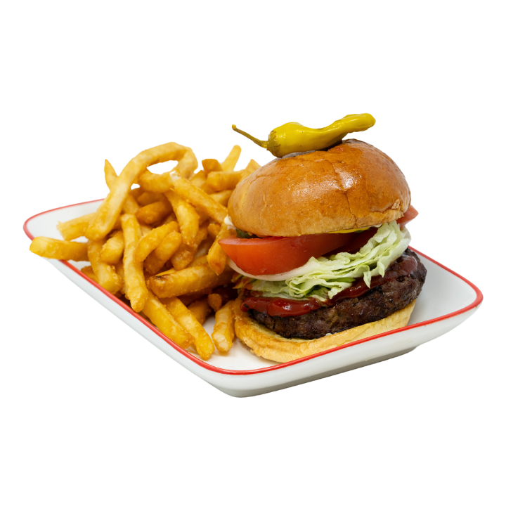 #11 1/2 Pound Cheese Burger w/Fries + Free Soda