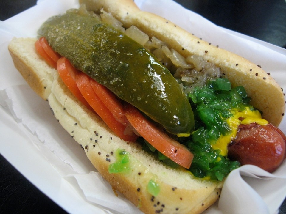 All Beef Chicago Style Hot Dog