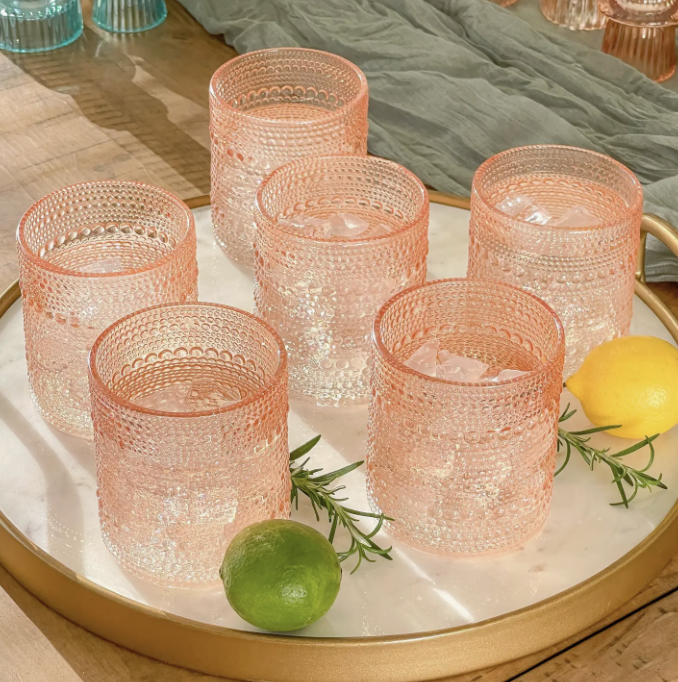 Beaded Rose Gold Old Fashion Drinking Glasses