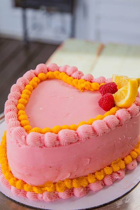 Raspberry Lemonade Heart Cake - Large