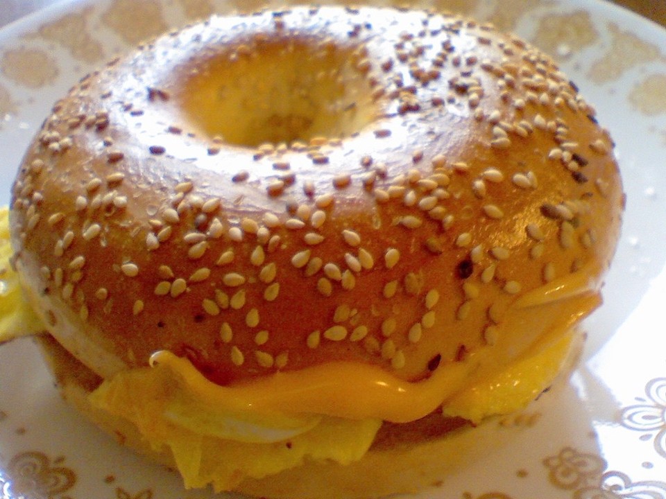 Organic Eggs and Cheese on a Bagel