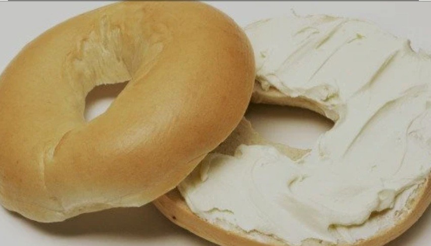 Hand Rolled Bagel with Plain Cream Cheese