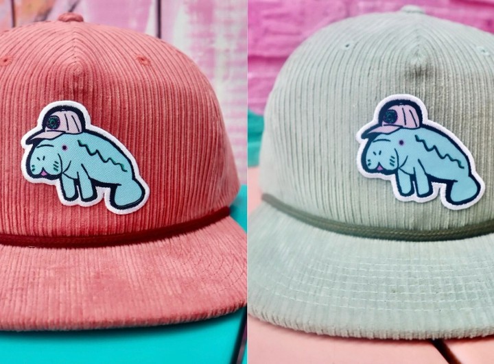 Manatee Corduroy Snapback Hat