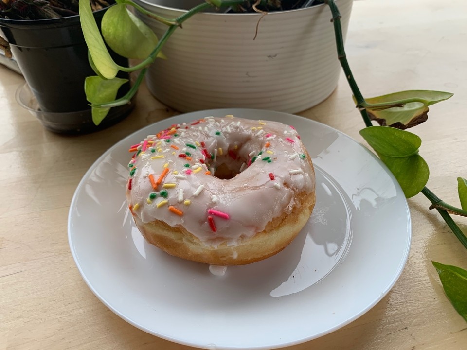 Vanilla Frosting Donut with Sprinkles
