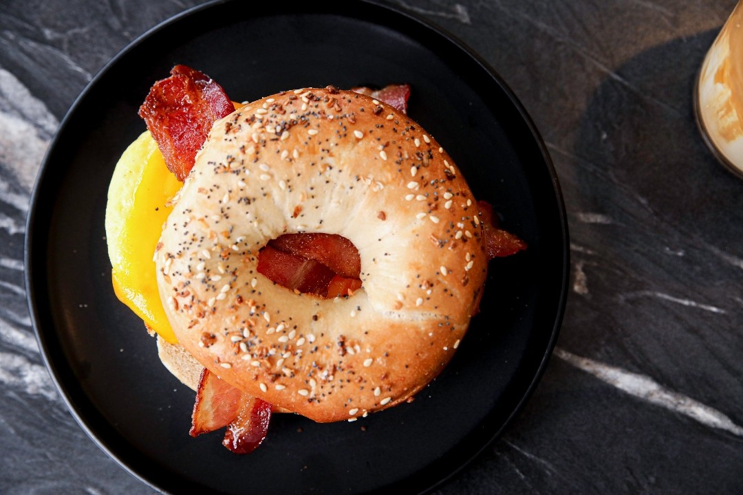 Bacon, Egg + Cheese on Everything Bagel