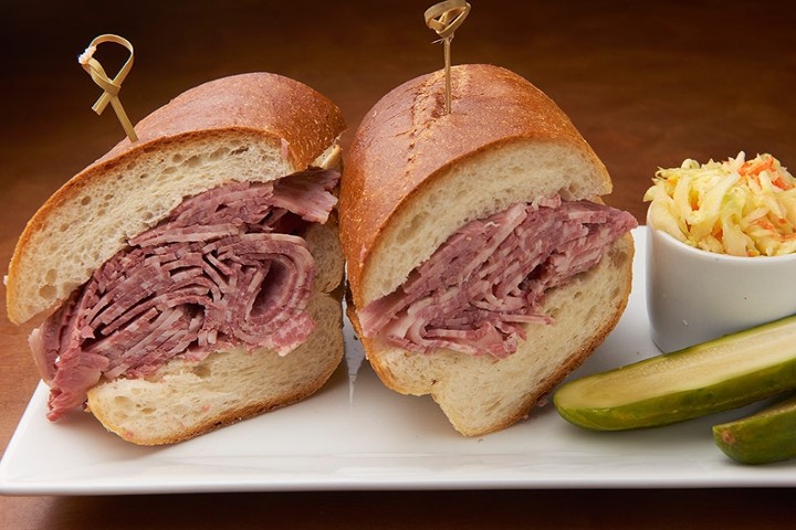 homemade pickled corned beef sandwich