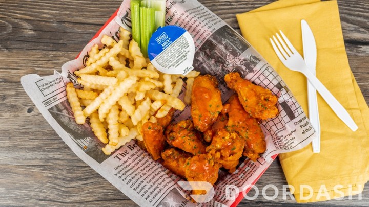 10 PC Wing Combo. with. fries and drink