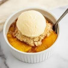 Peach Cobbler with ice cream