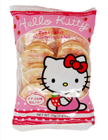 Hello Kitty Senbei Strawberry Rice Crackers 2.47 oz