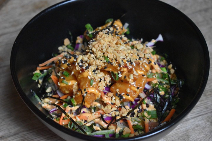 Crispy Peanut Shrimp Poké Bowl