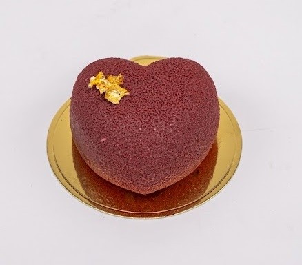 Raspberry heart mousse cake