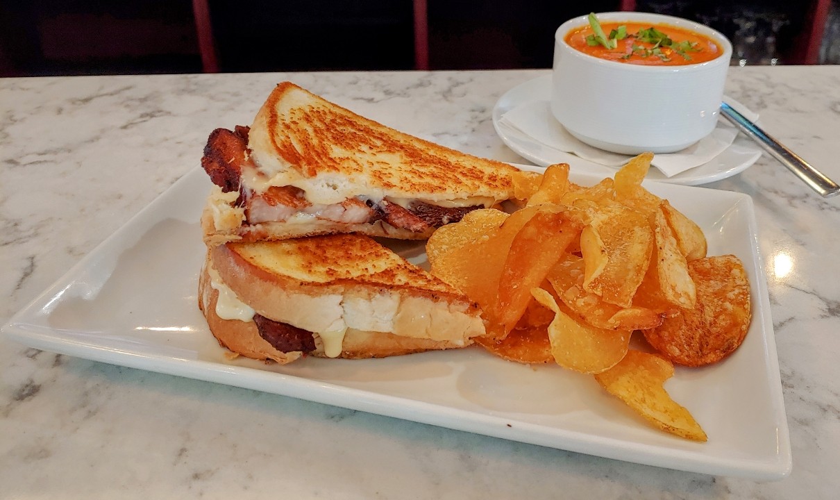 Pork Belly Grilled Cheese & Tomato Bisque