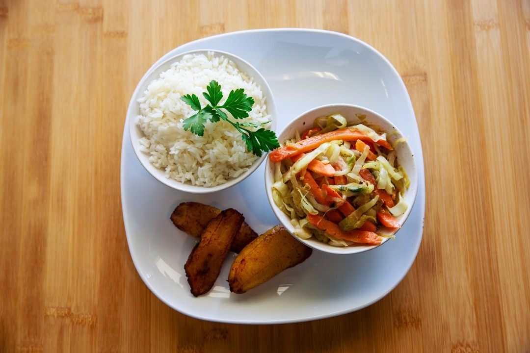 Regular Rice, Cabbage and Plantains Combo
