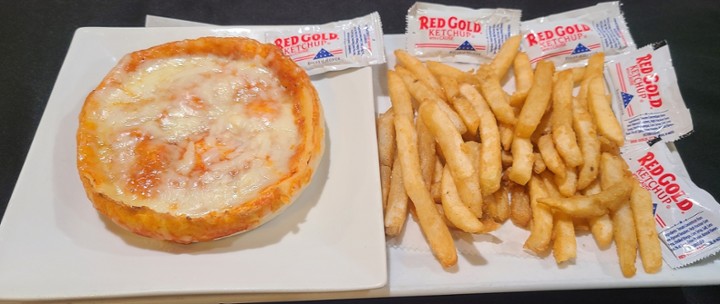 9. KIDS Cheese pizza and french fries