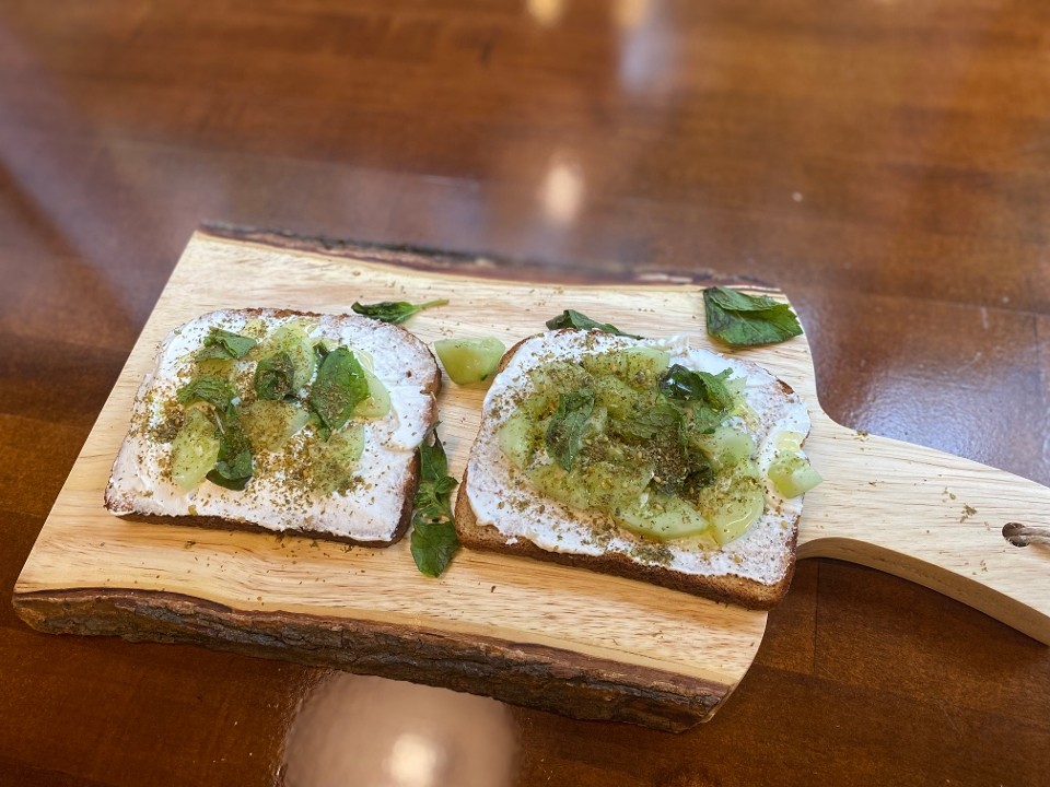 Labne (Dry-Yogurt Spread) Toast (Topped & Garnished)