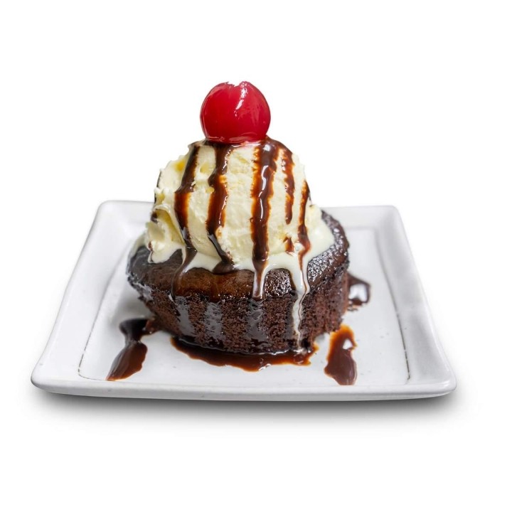 Chocolate cake with vanilla ice cream