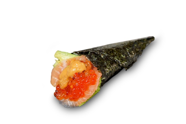 Salmon Ikura Uni Hand Roll