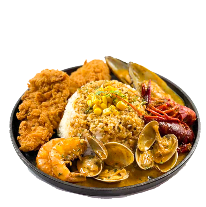 Fried Chicken Seafood Boil Plate