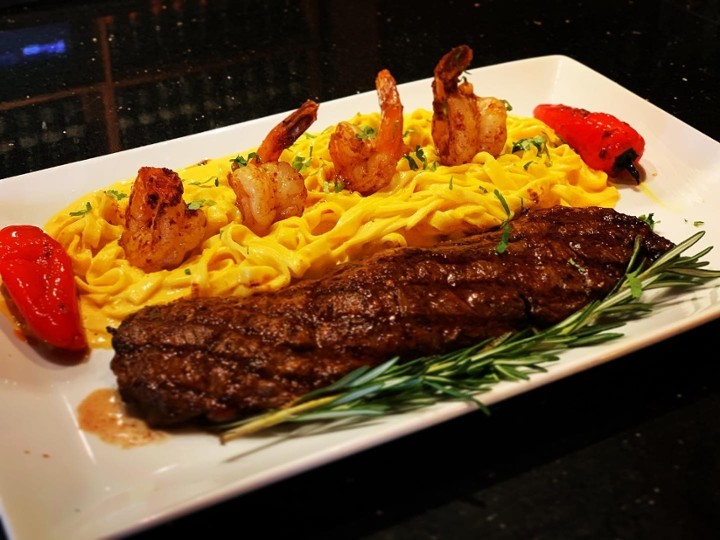 Fettuccini Mar y Tierra Surf and Turf with Huancaina Sauce