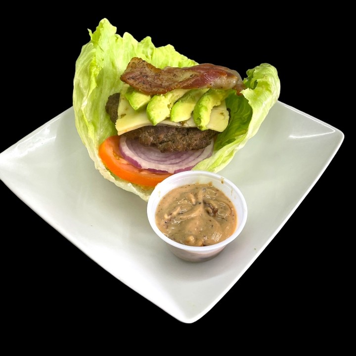 1/2lb Angus Bacon Avocado Cheeseburger Lettuce wrap