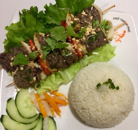 50. Grilled beef with rice