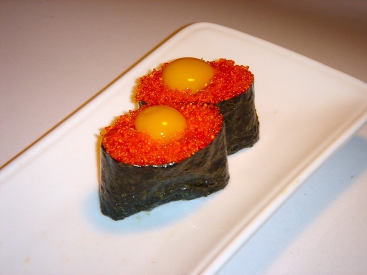 *Tobiko with Quail Egg Nigiri