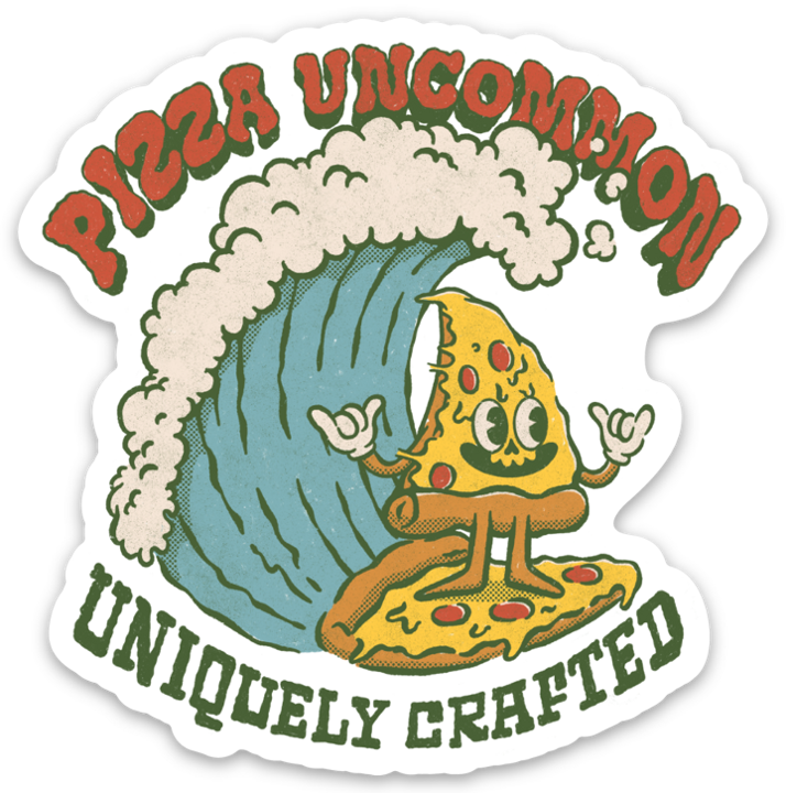 Surfing Pizza Guy Sticker