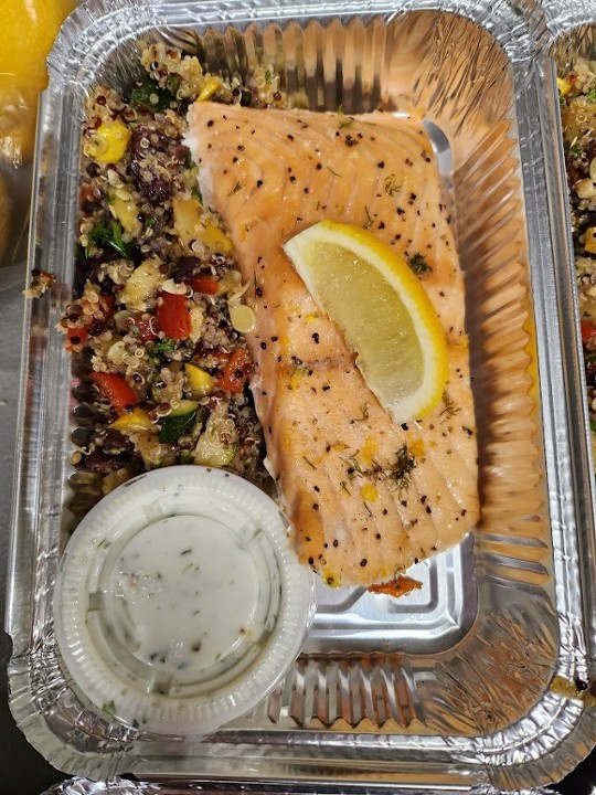 Baked Salmon with lemon/ dill yogurt