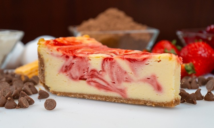 Strawberry Swirl Cheesecake Slice