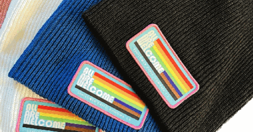 Knit Headwear "All Are Welcome" Patch - Black