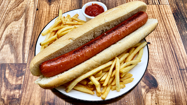 .Grilled Foot-Long All Beef Hot Dog