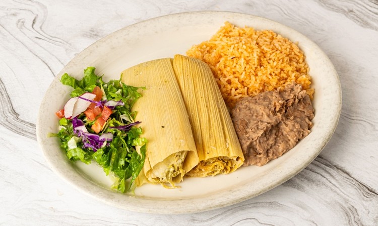 Rajas con Queso Tamales Platter
