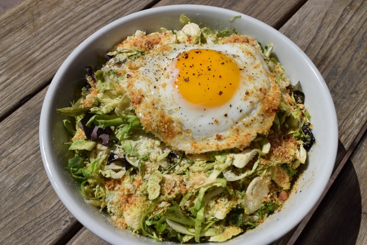 Shredded Brussels Sprouts Caesar Salad