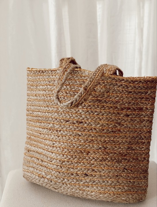 Gold and Natural Woven Bag