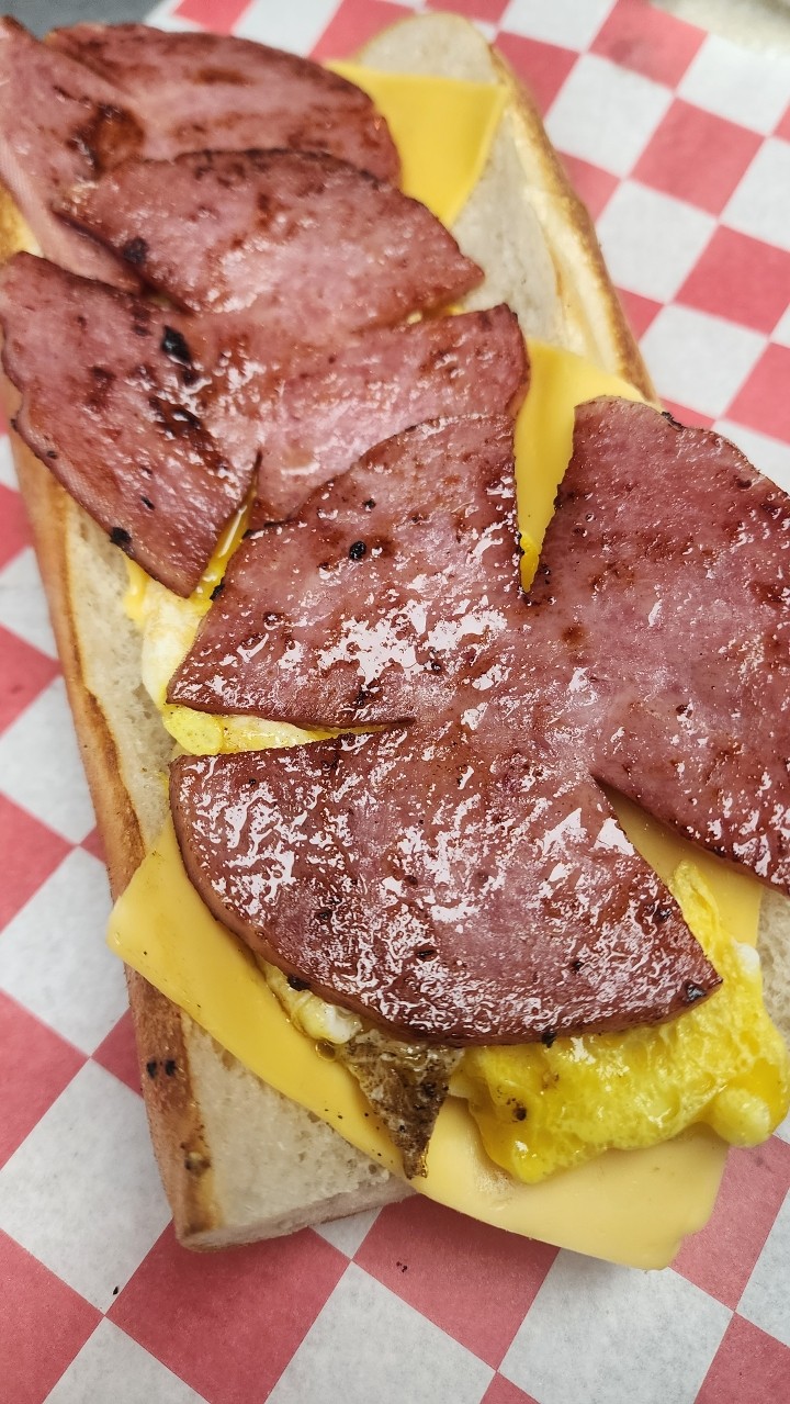 Fried BEEF Bologna, Eggs cheese