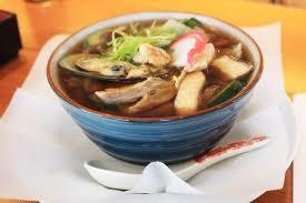 Seafood soba or udon noodles
