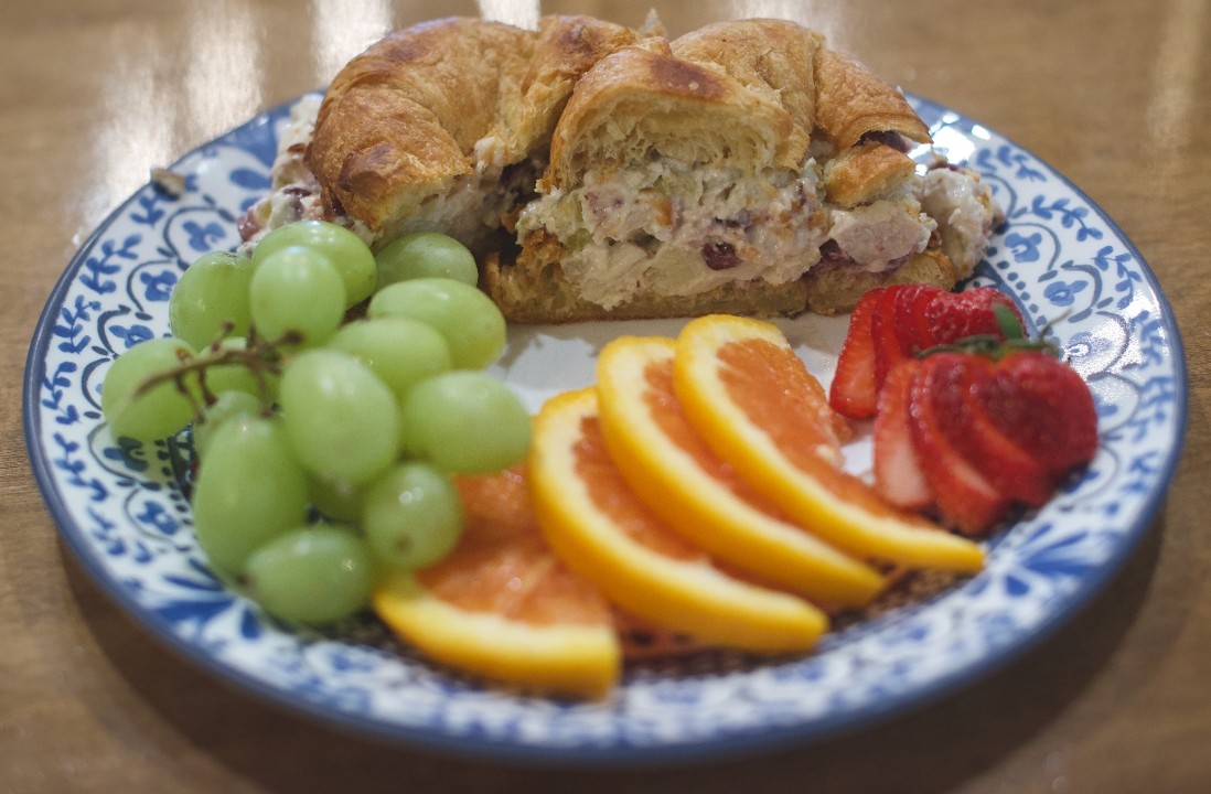 Chicken Salad Croissant with fruit