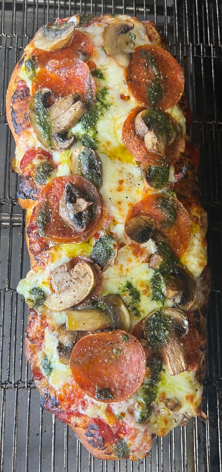Focaccia Pepperoni & Mushroom Pizza