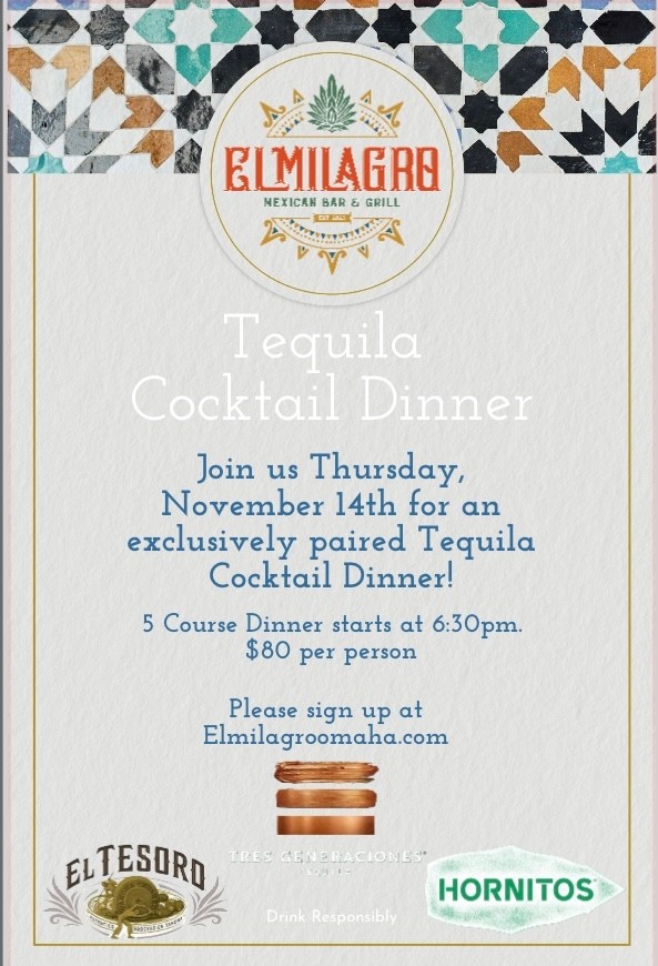 El Milagro Tequila Cocktail Dinner Ticket 11.14.2024