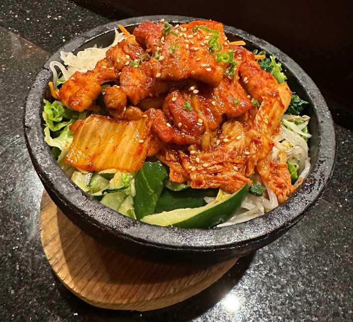 Pork Belly and Kimchi Okdol Bibimbab