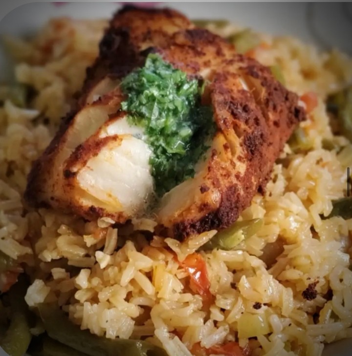 Asian cod with fried rice