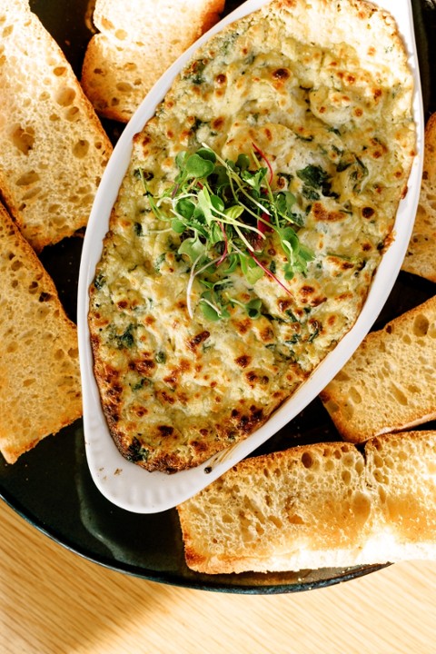 Classic Spinach Artichoke Dip with Focaccia Crostini*